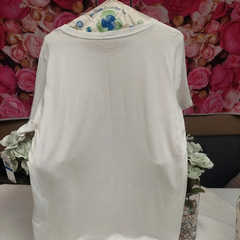 Michael Kors Womens White Logo Tshirt Size X-Large MK in Chains NWT